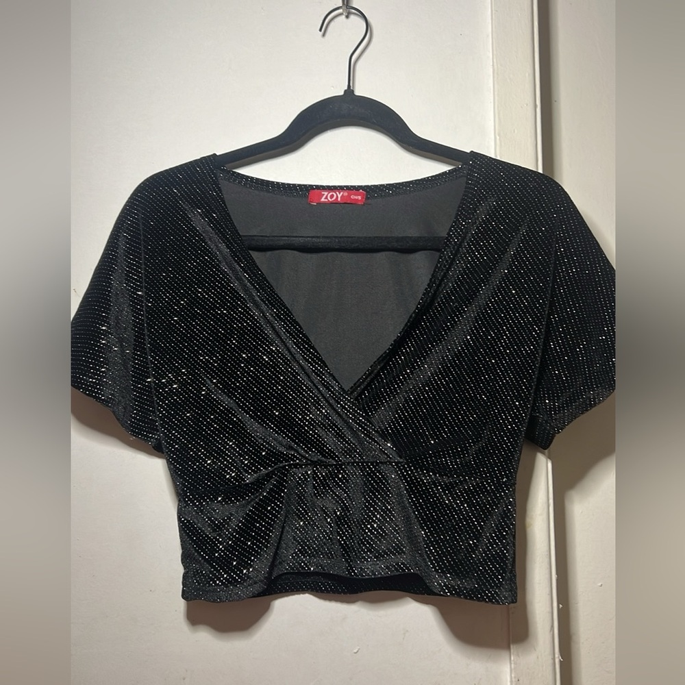 Black Sparkle Crop Top
